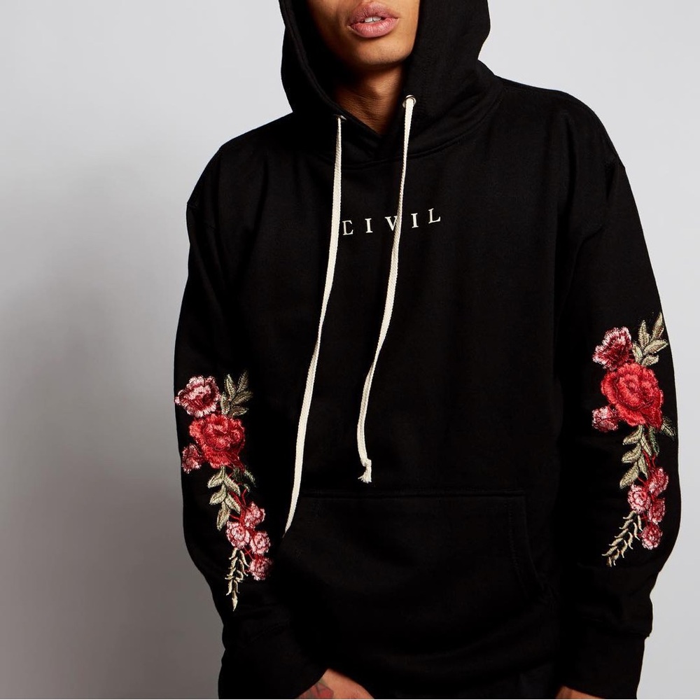 Civil Regime Embroidered Rose Hoodie